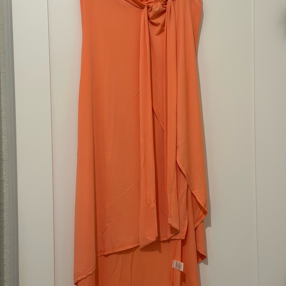 VENUS Peach Draped strapless Summer Dress